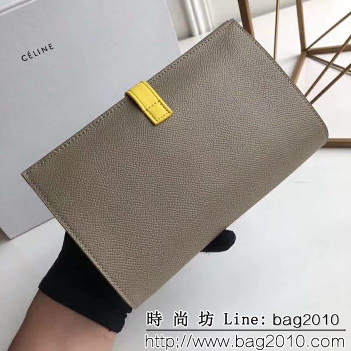 CELINE賽琳原單 專櫃 手掌紋牛皮搭扣拼色錢夾 4148 SL1449